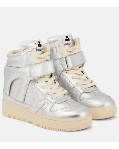 Isabel Marant Ellyn Metallic Leather High-top Trainers - White