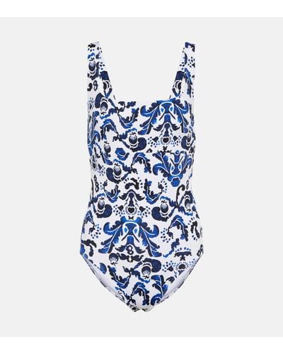 Emilia Wickstead Ana Printed Swimsuit - Blue