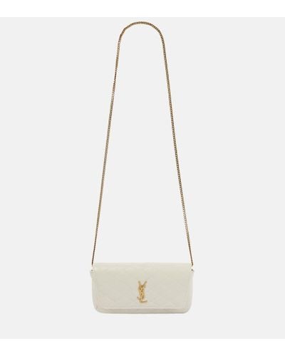 Saint Laurent Gaby Quilted Leather Phone Pouch - White