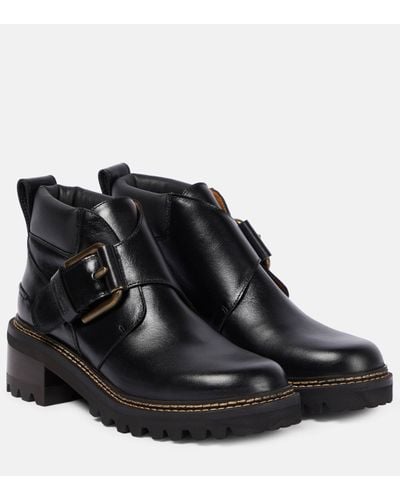 See By Chloé Leather Ankle Boots - Black