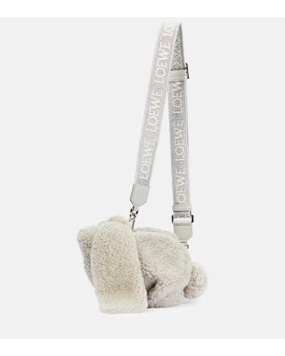 Loewe Bunny Small Shearling Shoulder Bag - White