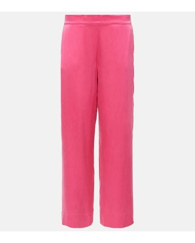 Asceno London Silk Wide-leg Pyjama Trousers - Pink
