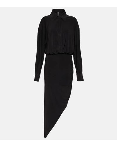 Norma Kamali Shirred Jersey Midi Dress - Black