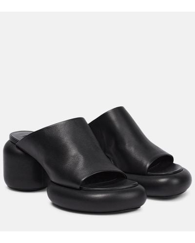Jil Sander Leather Platform Sandals - Black
