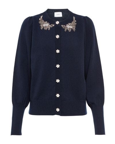 Erdem Catriona Wool And Cashmere Cardigan - Blue