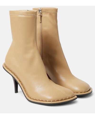 Stella McCartney Embellished Faux Leather Ankle Boots - Natural