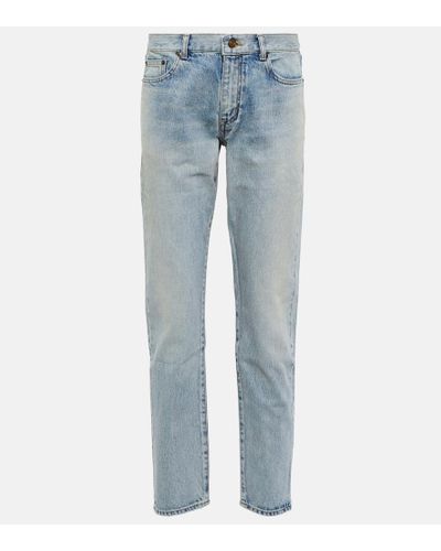 Saint Laurent Jeans boyfriend a vita bassa - Blu