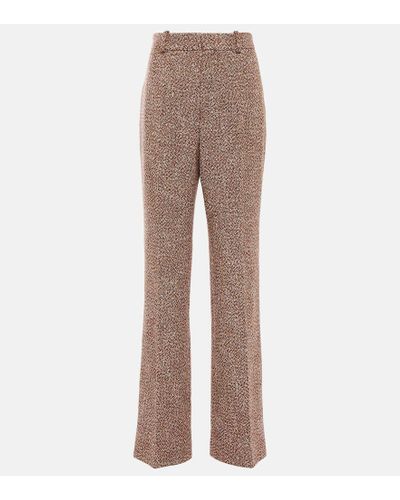 Chloé Pantalones anchos de tweed con tiro medio - Marrón