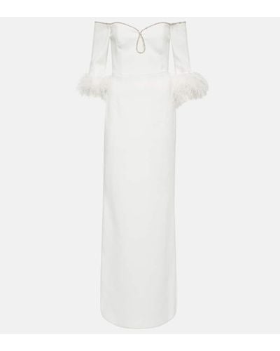 Rebecca Vallance Bridal Robe Plume aus Crepe mit Federn - Weiß