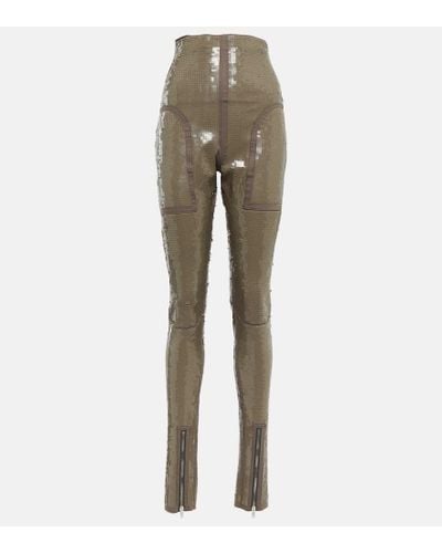 Rick Owens Dirt Waist Sequin Embellished leggings - Natural