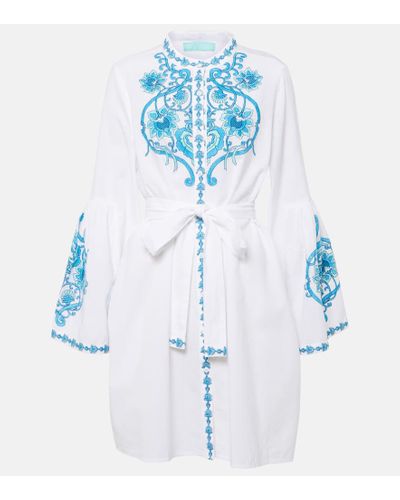 Melissa Odabash Everly Cotton And Linen Minidress - Blue