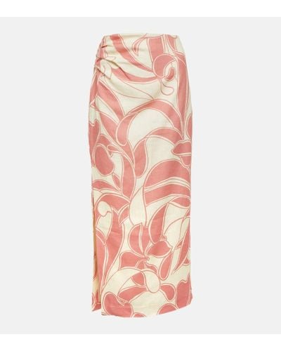 Sir. The Label Belletto Printed Linen Maxi Skirt - Pink
