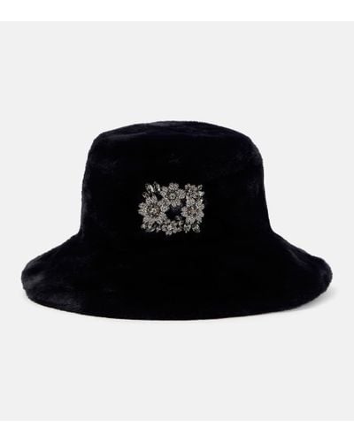 Roger Vivier Verzierter Hut aus Faux Fur - Schwarz