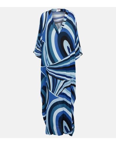 Emilio Pucci Vestido envolvente estampado - Azul