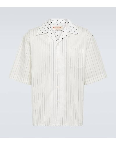 Marni Camisa de popelin de algodon a rayas - Blanco