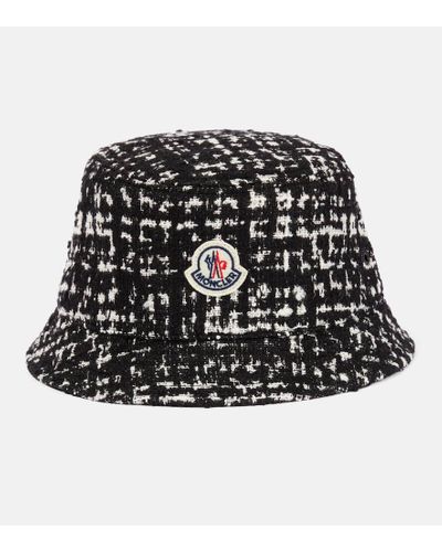 Moncler Sombrero de pescador en tweed con logo - Negro