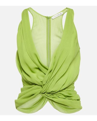 Christopher Esber Draped Silk Top - Green