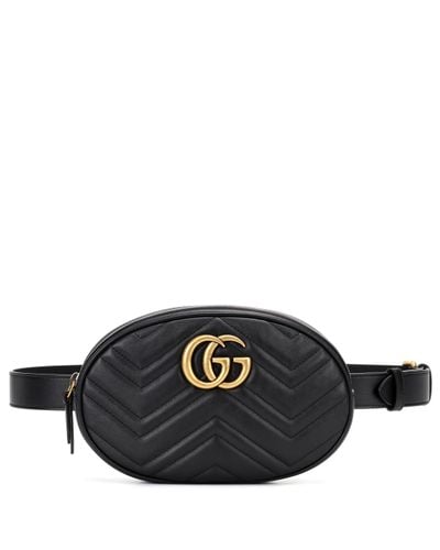 Gucci Leather Marmont Matelassé Belt Bag - Black