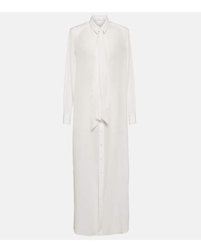 Wardrobe NYC Vestido largo de seda escalonado - Blanco
