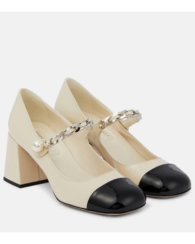 Miu Miu Mary Jane Leather Court Shoes - Natural