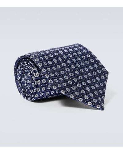 Zegna Cravate en jacquard de soie - Bleu