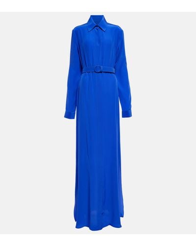 Costarellos Robe longue en soie - Bleu