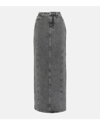 ROTATE BIRGER CHRISTENSEN Embellished Denim Maxi Skirt - Grey