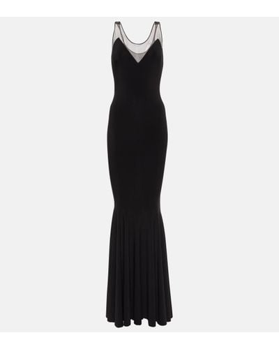 Norma Kamali Mesh-trimmed Racerback Gown - Black