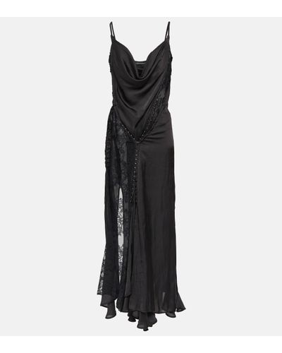 Y. Project Lace-trimmed Asymmetric Maxi Dress - Black