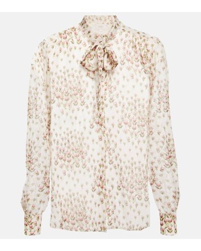 Giambattista Valli Blouse en soie a fleurs - Blanc