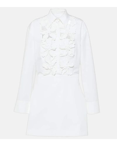 Valentino Besticktes Minikleid aus Baumwollpopeline - Weiß