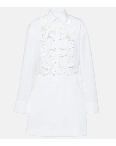 Valentino Besticktes Minikleid aus Baumwollpopeline - Weiß