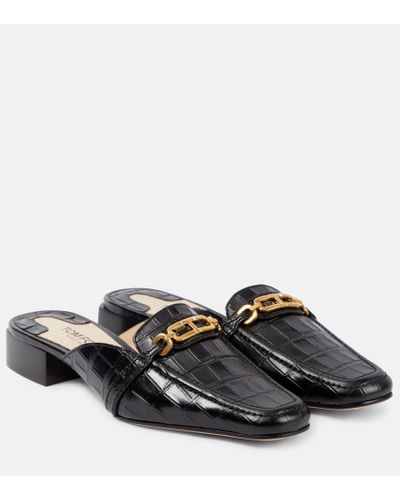 Tom Ford Whitney Croc-effect Leather Mules - Black