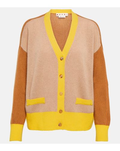 Marni Cardigan in cashmere color-block - Giallo