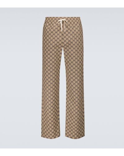 Gucci GG Cotton-blend Trousers - Natural