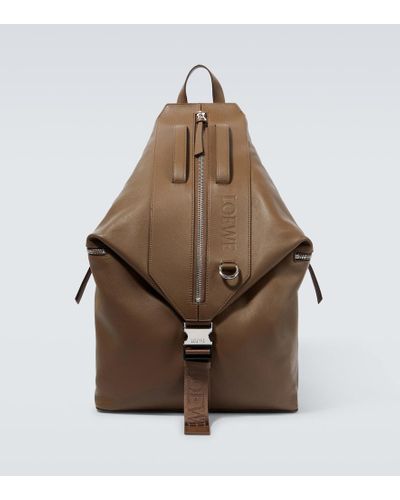 Loewe Convertible Leather Backpack - Brown