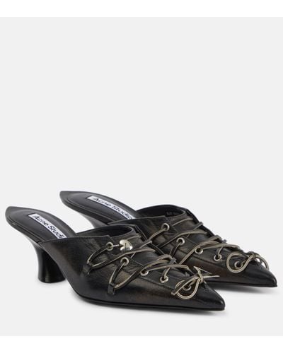 Acne Studios Leather Lace-up Mules - Black