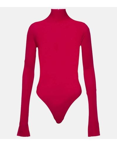 Alaïa Body de jersey con cuello alto - Rojo