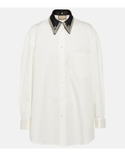 Gucci Embellished Cotton Poplin Shirt - White