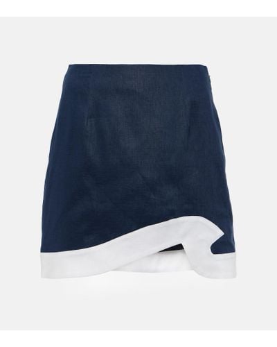STAUD Minifalda Raphael de lino - Azul