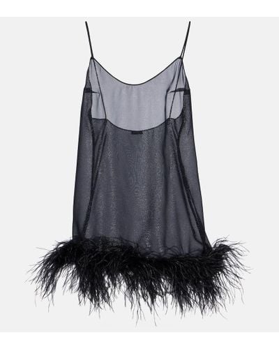 Oséree Feather-trimmed Minidress - Black