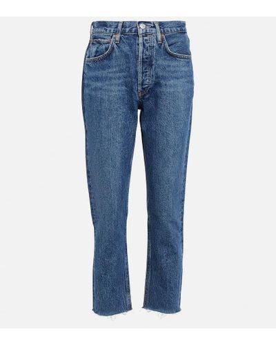 Agolde Riley High-rise Cropped Straight Jeans - Blue