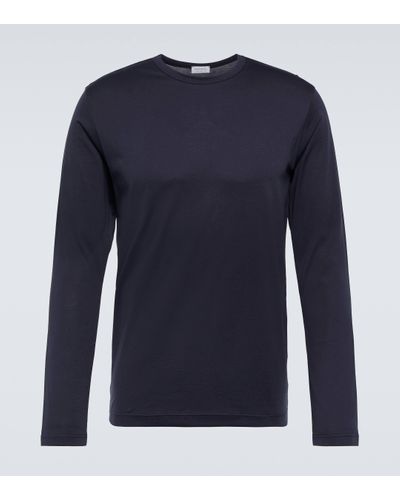 Sunspel Classic Long Sleeve Cotton T-shirt - Blue