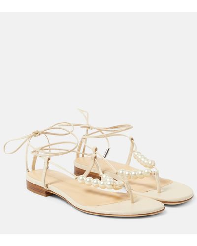 Magda Butrym Faux-pearl Embellished Leather Sandals - Natural