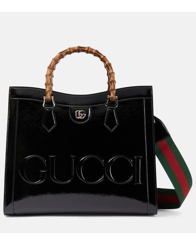 Gucci Sac Diana Medium en cuir verni - Noir