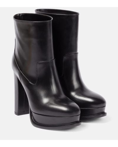 Alexander McQueen Platform Patent Leather Ankle Boots - Black