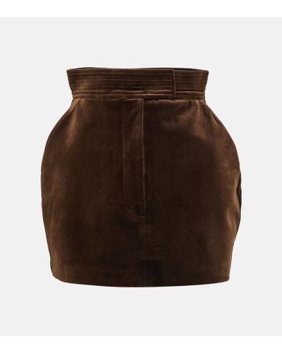 Alex Perry Soane Velvet Miniskirt - Brown