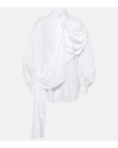 Simone Rocha Floral-applique Cotton Poplin Shirt - White