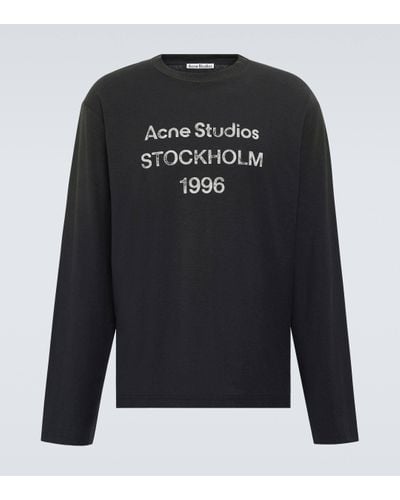 Acne Studios Logo Distressed Jersey T-shirt - Black