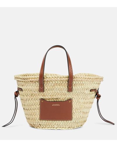 Isabel Marant Cadix Mini Straw Basket Bag - Metallic